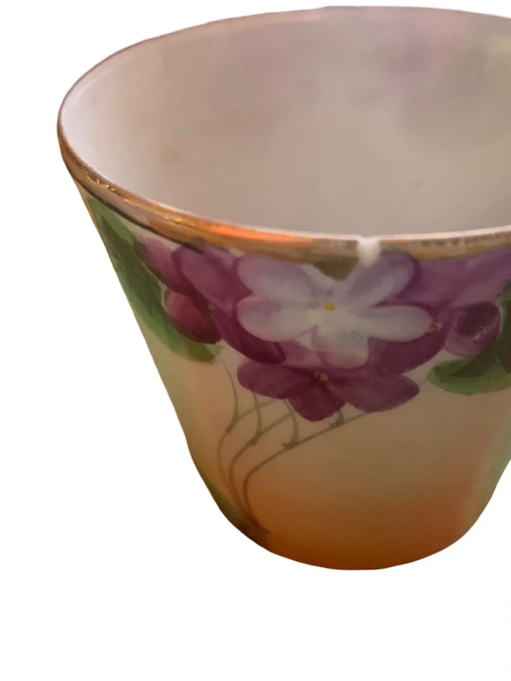 Nippon Art Nouveau Hand Painted Violets 4 Tea Cups & Saucers See Description‎